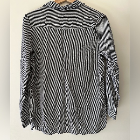 Striped Button Up Shirt Black & White - Picture 2 of 4